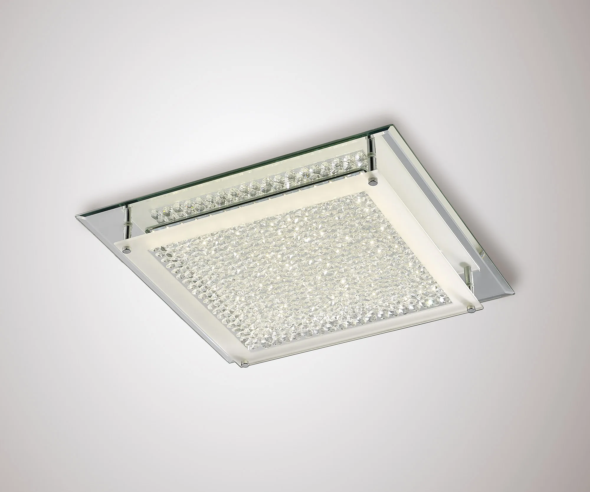 Gina Crystal Ceiling Lights Deco Ringed & Square Crystal Fittings
